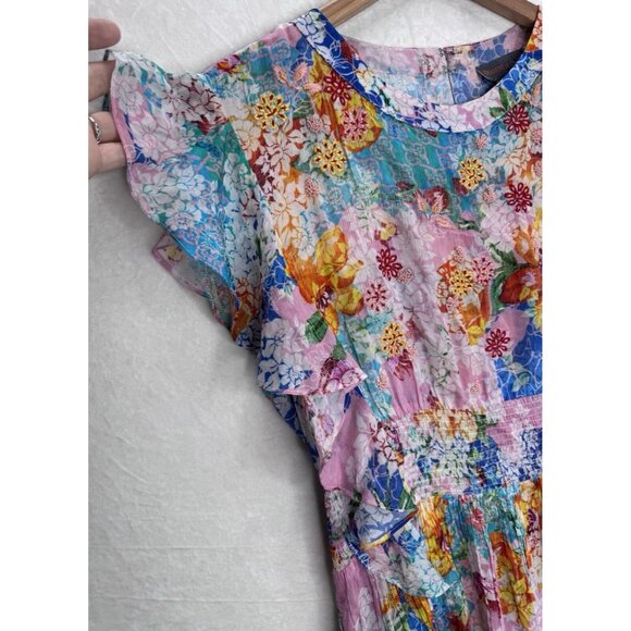 Bhanuni by Jyoti Women's Embroidered Beaded Sheer Top Size XL - Picture 3 of 13
